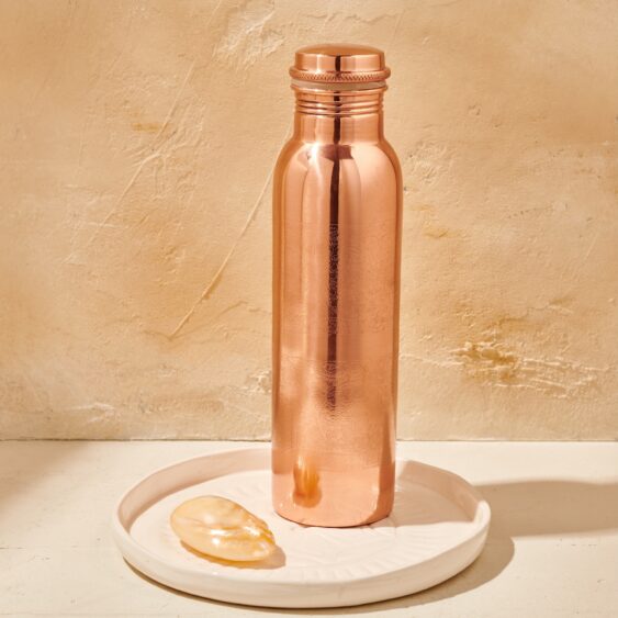 Koperen waterfles groot gegraveerd