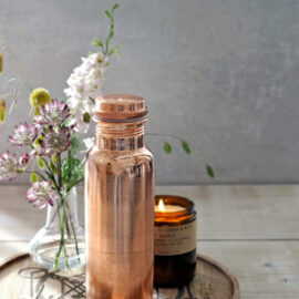 Koperen waterfles gegraveerd