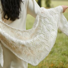 Alpacawollen sjaal Leaf off white