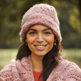 Alpacawollen muts Leaf dusty rose