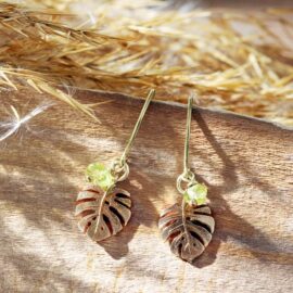 Peridoot oorbellen Leaf goud