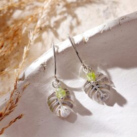 Peridoot oorbellen Leaf zilver