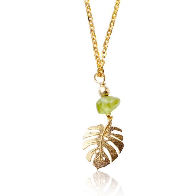 Peridoot ketting Leaf verguld