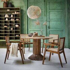 Teakhouten tafel rond Eiffel