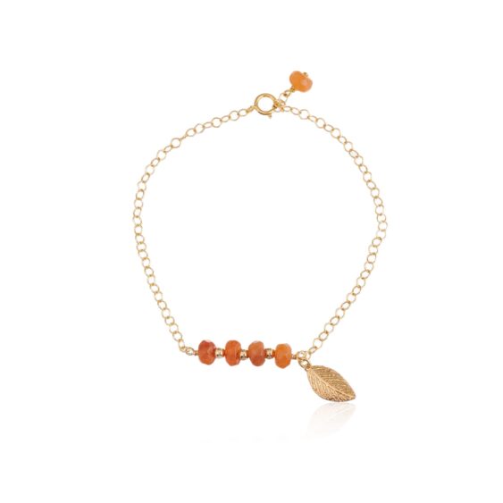 Oranje aventurijn armband Leaf goud