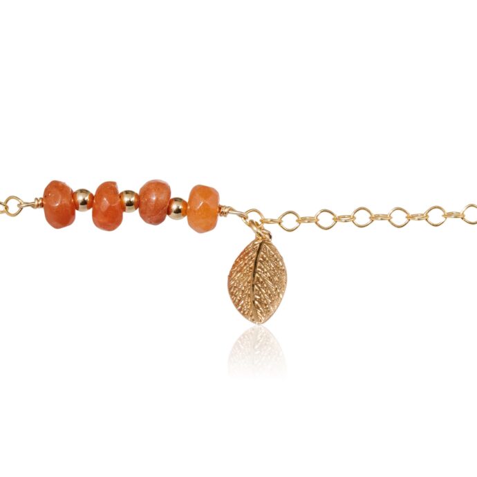 Oranje aventurijn armband Leaf goud