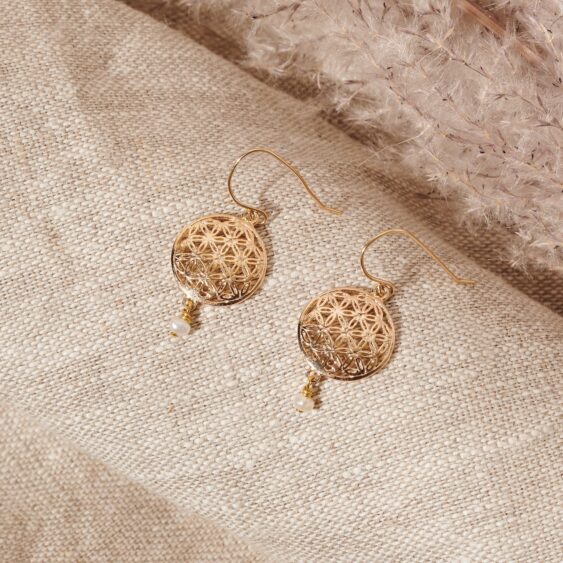 Oorbellen Flower of life goud