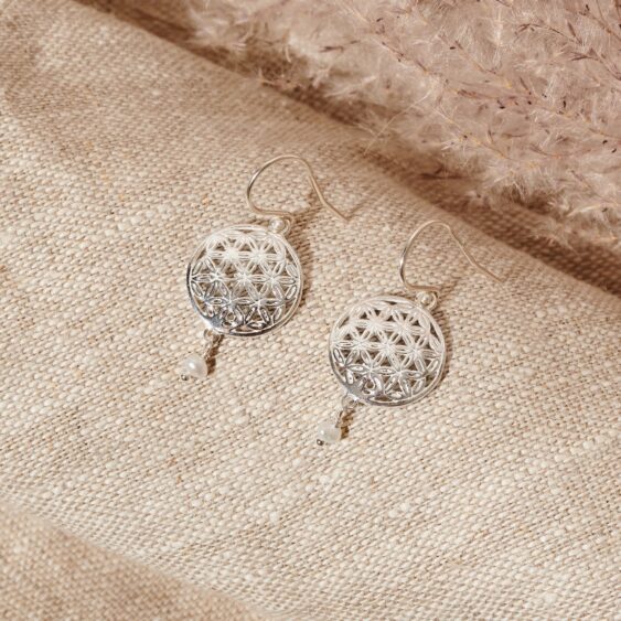 Oorbellen Flower of life zilver