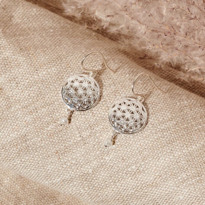 Oorbellen Flower of life zilver