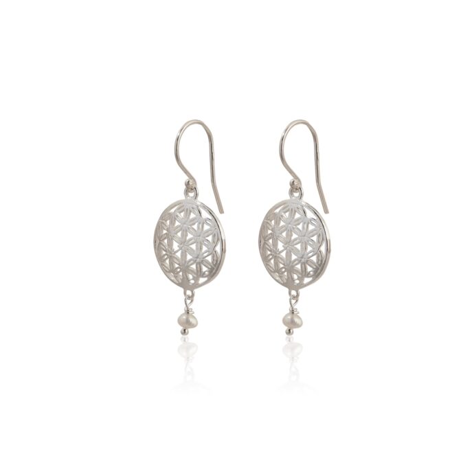 Oorbellen Flower of life zilver