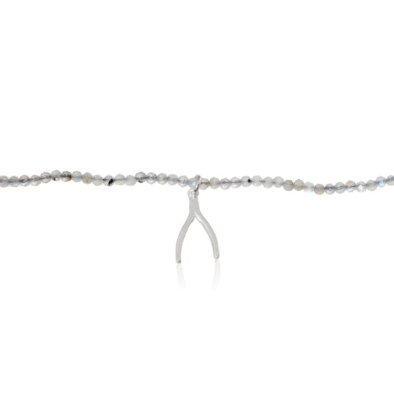 Labradoriet ketting Wishbone zilver