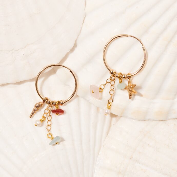 Beach oorbellen goud