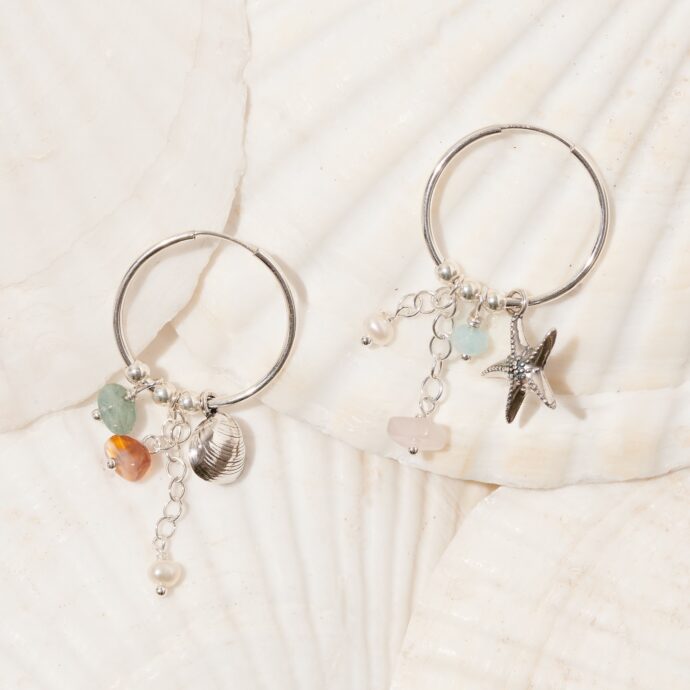 Beach oorbellen zilver