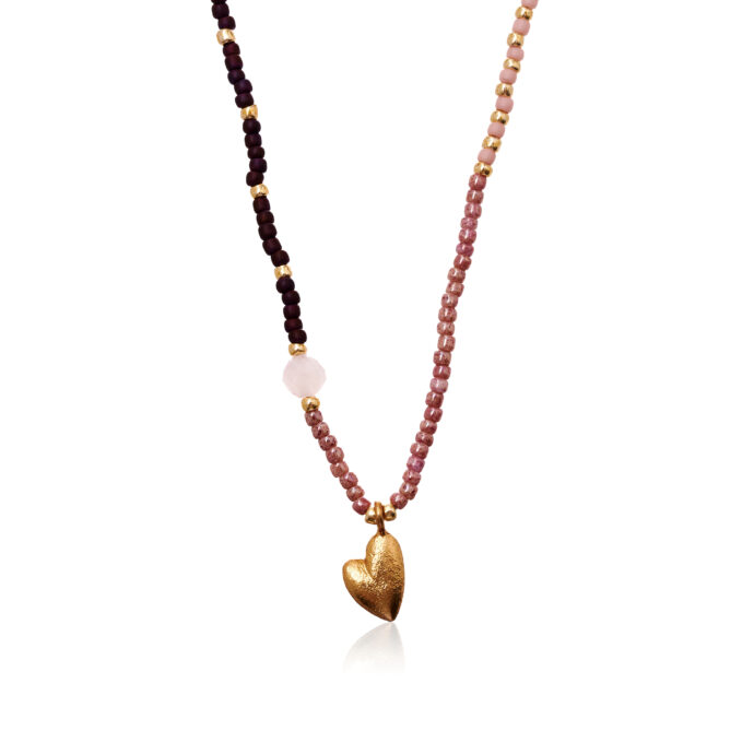 Rozenkwarts ketting Feel goud