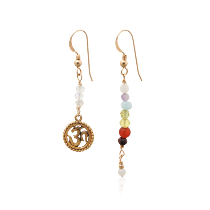 Chakra en Aum oorbellen goud