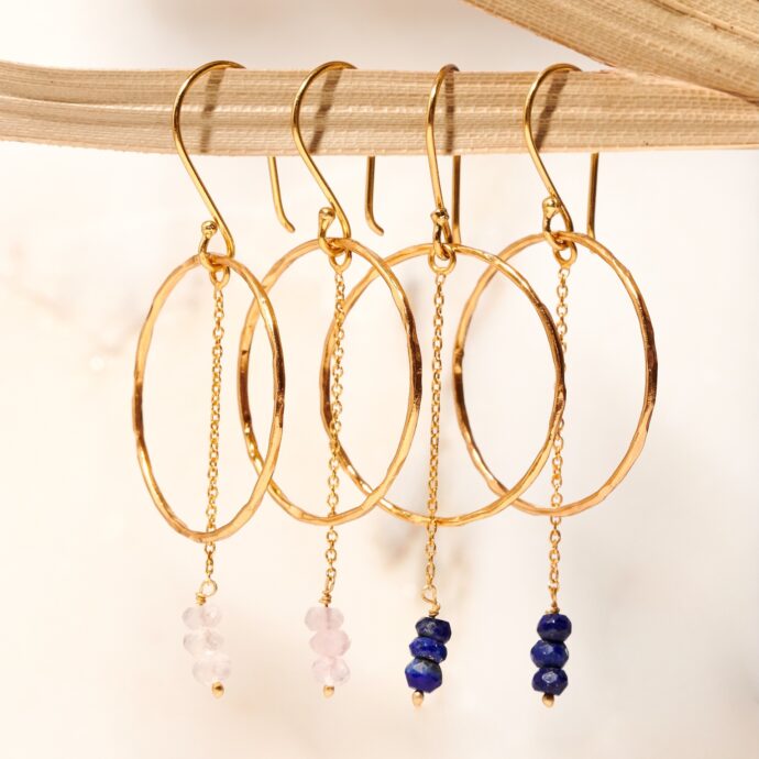Talent Lapis Lazuli Earrings GP & Talent Rose Quartz Earrings GP_427 (1)