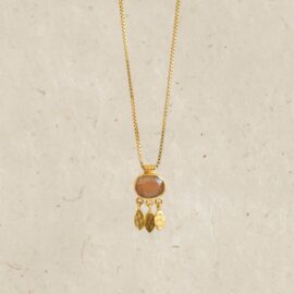 Perzik maansteen ketting Authentic