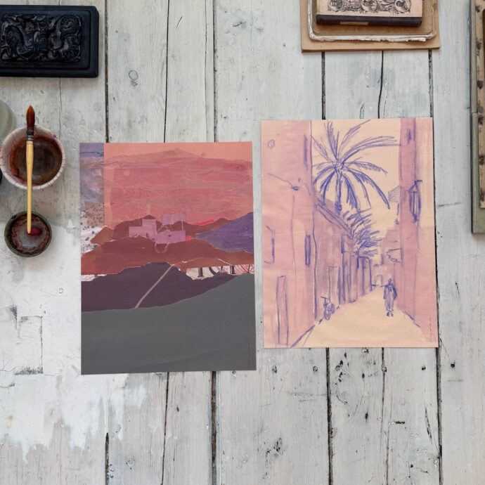 Lilac medina & Mountain glow art print_tinystoriesXhappinez