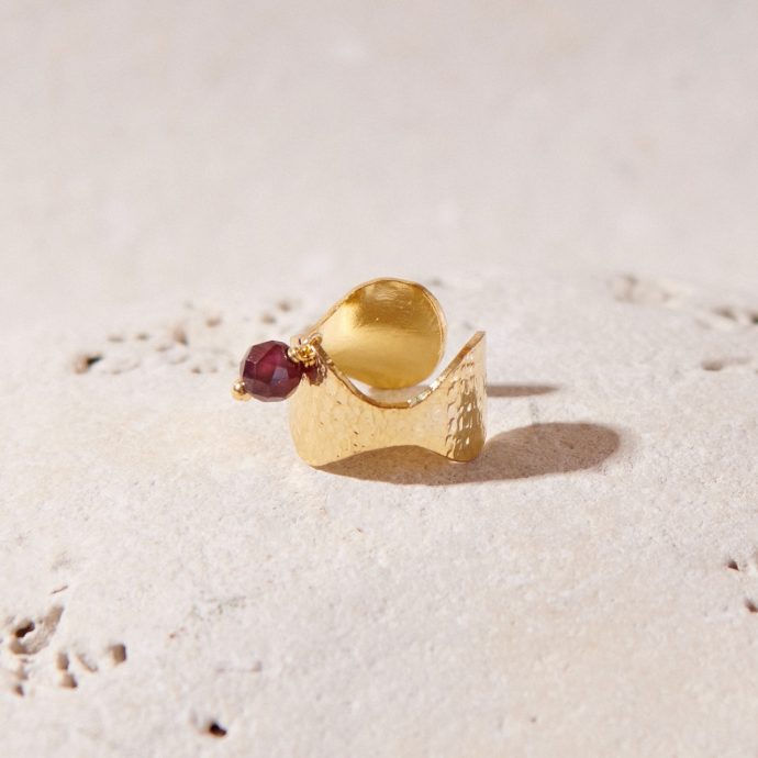 Granaat ear cuff Wave Gemstone vg_01