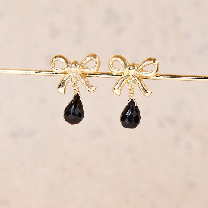 ribbon black onyx earrings177001