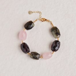 Labradoriet rozenkwarts granaat armband Spectacular