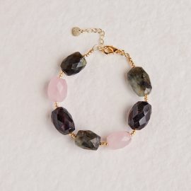 Labradoriet rozenkwarts granaat armband Spectacular
