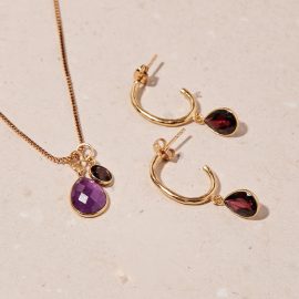 Granaat en amethist sieraden set